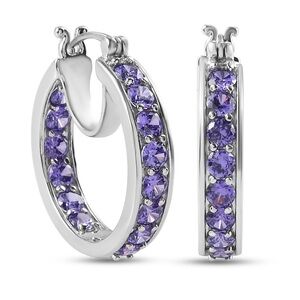 Elegant Simulated Purple Diamond Inside Out Hoop Earrings